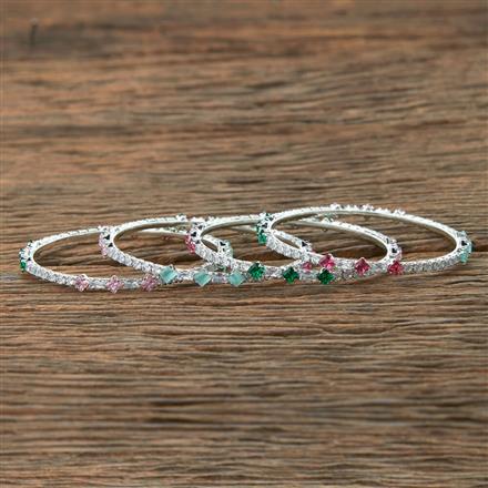 Cz Delicate Bangles With Rhodium Plating