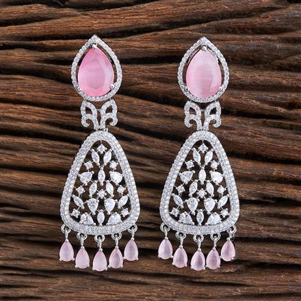 Cz Classic Earring With Rhodium Plating