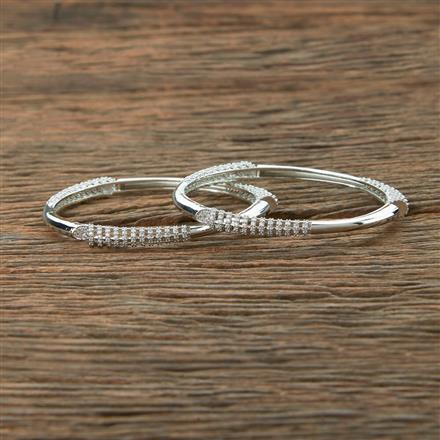 Cz Classic Bangles With Rhodium Plating