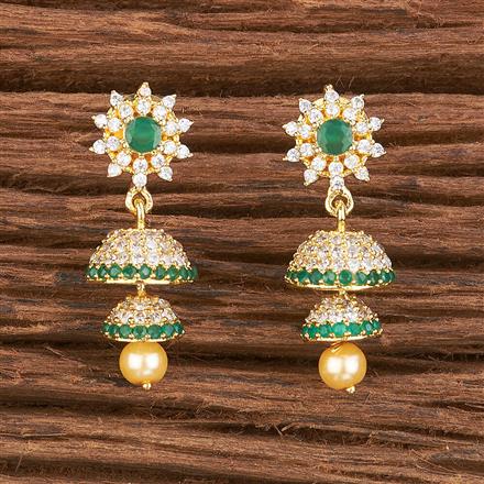 Cz Delicate Jhumki With Gold Plating
