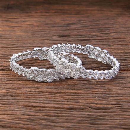 Cz Classic Bangles With Rhodium Plating