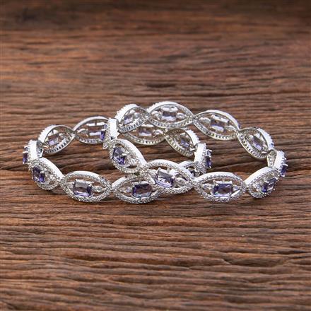 Cz Classic Bangles With Rhodium Plating