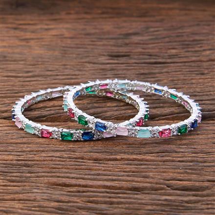 Cz Classic Bangles With Rhodium Plating