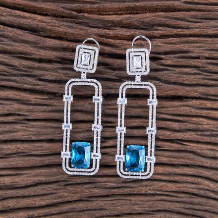 Cz Classic Earring With Rhodium Plating
