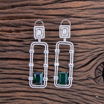 Cz Classic Earring With Rhodium Plating