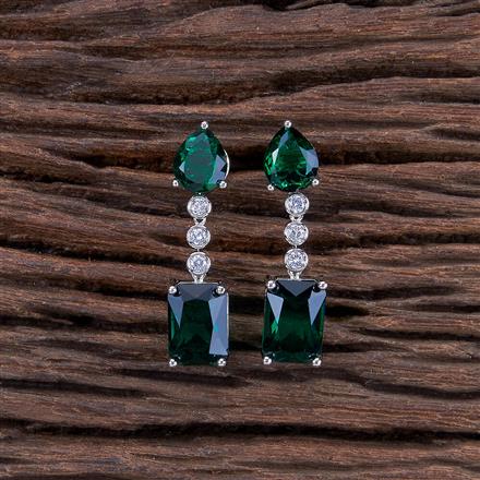 Cz Short Earring With Rhodium Plating