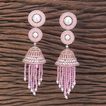 Cz Bandhai Jhumki With Rose Gold Plating