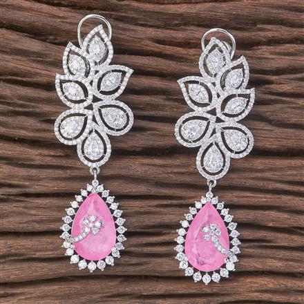 Cz Classic Earring With Rhodium Plating