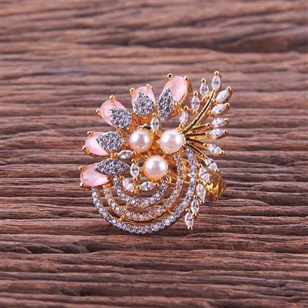 Cz Adjustable Ring With 2 Tone Plating