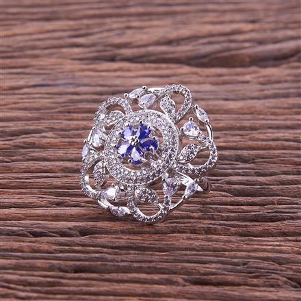 Cz Adjustable Ring With Rhodium Plating