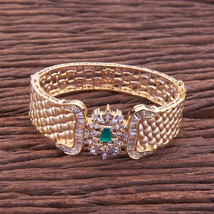 Cz Broad Kada With Matte Gold Plating