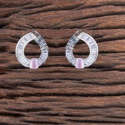 Cz Chand Earring With Rhodium Plating
