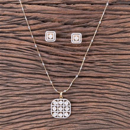 Cz Classic Pendant Set With 2 Tone Plating