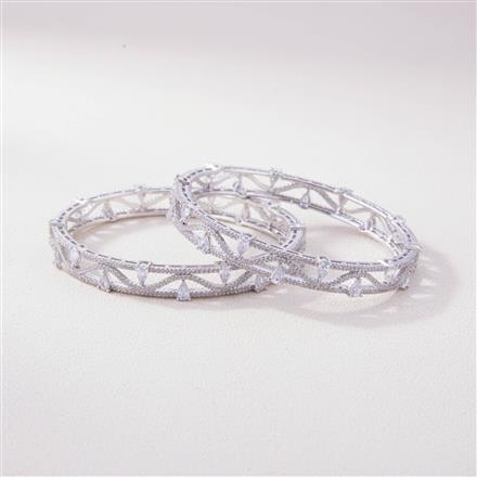 Cz Classic Bangles With Rhodium Plating
