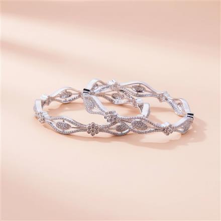 Cz Classic Bangles With Rhodium Plating