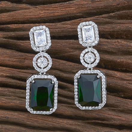 Cz Short Earring With Rhodium Plating