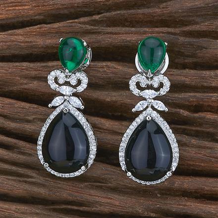 Cz Delicate Earring With Rhodium Plating
