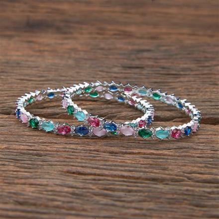 Cz Classic Bangles With Rhodium Plating