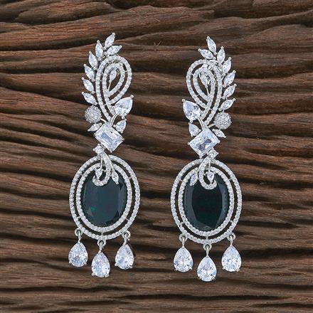 Cz Long Earring With Rhodium Plating