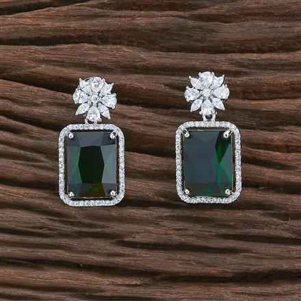 Cz Short Earring With Rhodium Plating