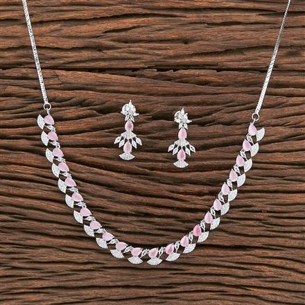 Cz Classic Necklace With Rhodium Plating