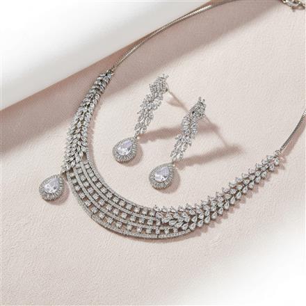 Cz Classic Necklace With Rhodium Plating