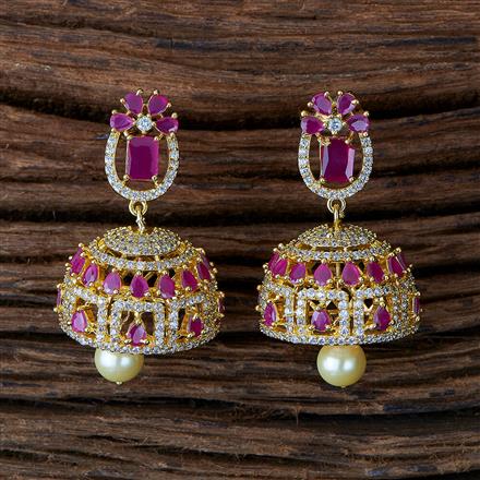 Cz South Indian Earring With Gold Plating