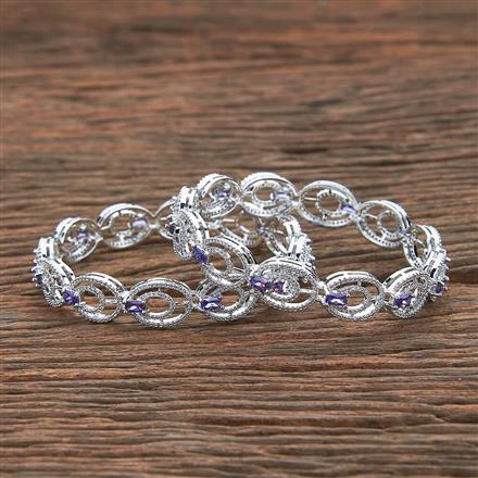 Cz Classic Bangles With Rhodium Plating