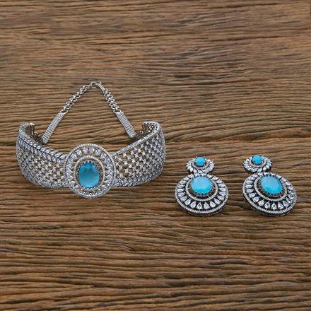 Cz Choker Necklace With Rhodium Plating