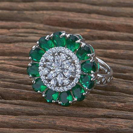 Cz Adjustable Ring With Rhodium Plating