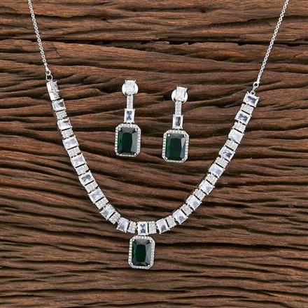 Cz Classic Necklace With Rhodium Plating