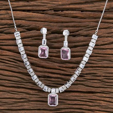 Cz Classic Necklace With Rhodium Plating