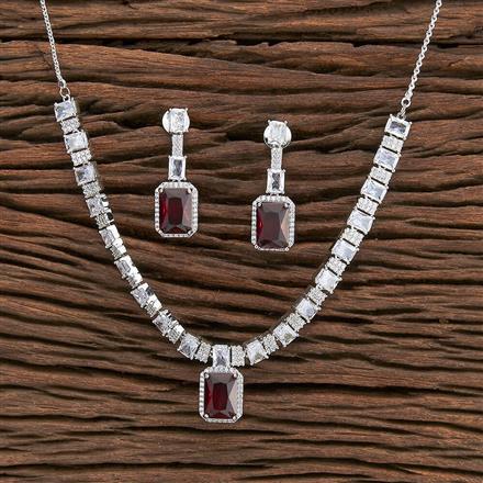 Cz Classic Necklace With Rhodium Plating