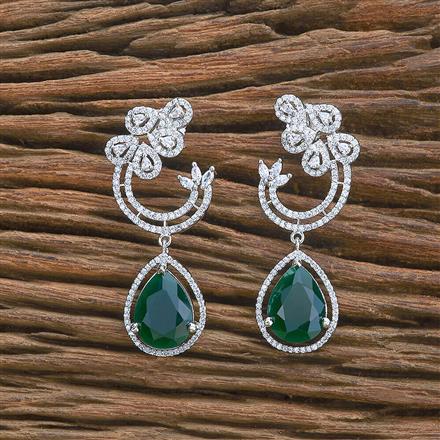 Cz Short Earring With Rhodium Plating