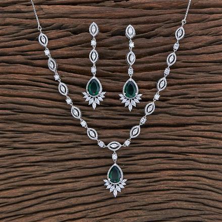 Cz Delicate Necklace With Rhodium Plating