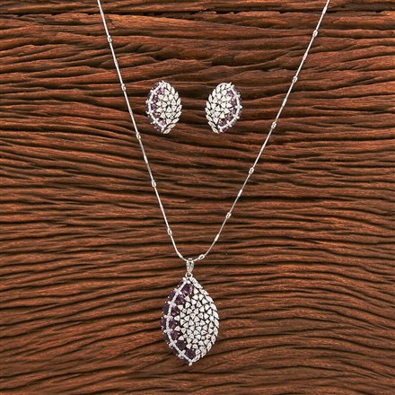 Cz Classic Pendant Set With Rhodium Plating