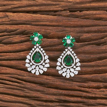 Cz Short Earring With Rhodium Plating