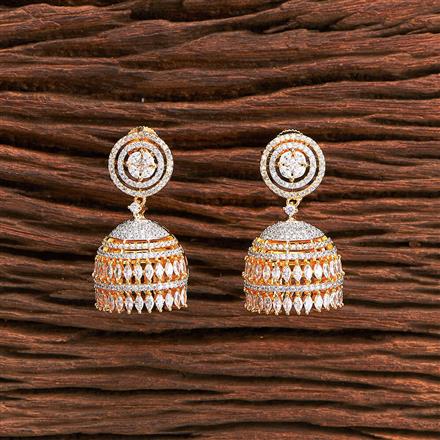 Cubic Zirconia Classic Jhumki With Rose Gold Rhodium 2 Tone Plating