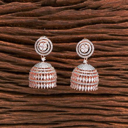 Cubic Zirconia Classic Jhumki With Rose Gold Rhodium 2 Tone Plating