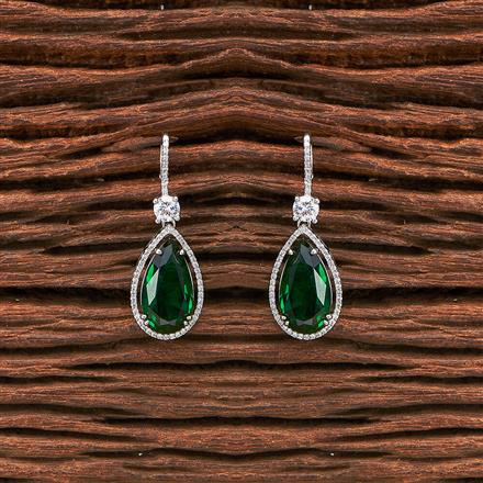 Cz Short Earring With Rhodium Plating