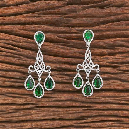 Cz Short Earring With Rhodium Plating