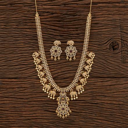 Cubic Zirconia South Indian Necklace With Gold Plating