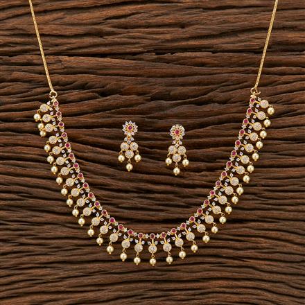 Cubic Zirconia Moti Necklace With Gold Plating
