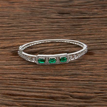 Cubic Zirconia Classic Kada With Rhodium Plating