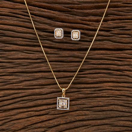 Cubic Zirconia Classic Pendant Set With 2 Tone Plating