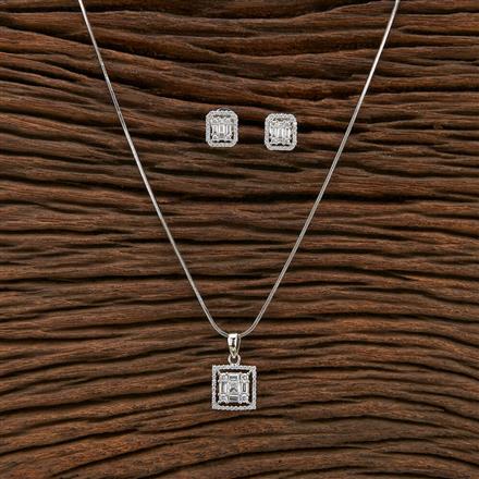 Cubic Zirconia Classic Pendant Set With Rhodium Plating