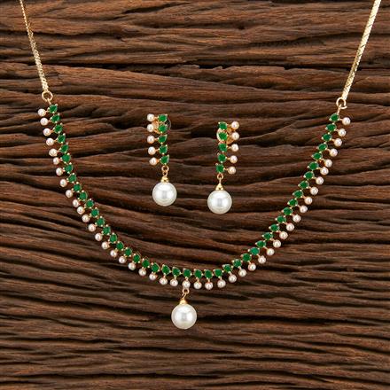 Cubic Zirconia Moti Necklace With Gold Plating