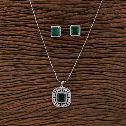 Cubic Zirconia Classic Pendant Set With Rhodium Plating