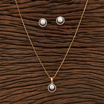 Cubic Zirconia Delicate Pendant Set With 2 Tone Plating