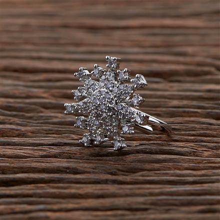 Cubic Zirconia Adjustable Ring With Rhodium Plating